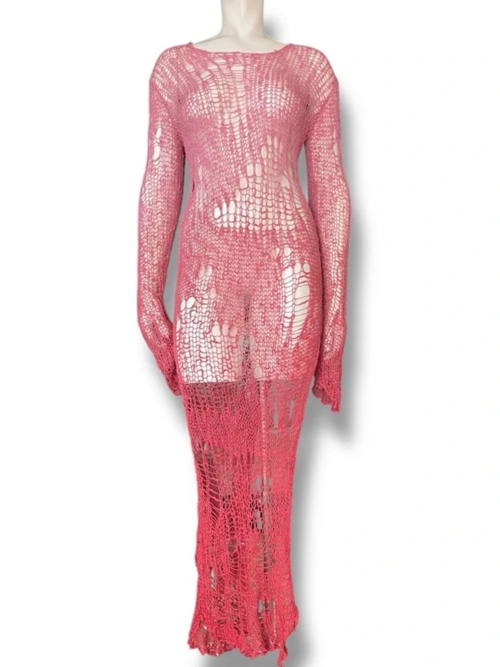 Dollskill ombré pink to red open weave dress